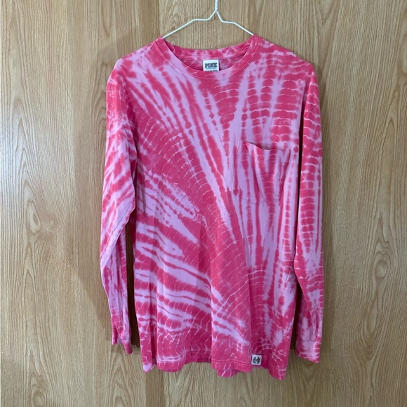 PINK Tie-Dye Athletic Crew Extra Long Top - Picture 2 of 5